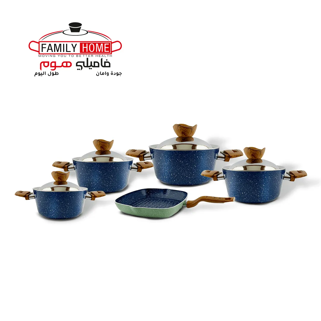 طقم جرانيت يد خشب 9 قطع